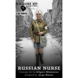 Figura Resina Enfermera Rusa, Russian Nurse. 1/35. Sin pintar. Marca Kilgore HD Miniature. Ref: NURSE R.