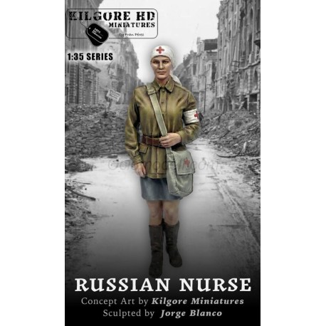 Figura Resina Enfermera Rusa, Russian Nurse. 1/35. Sin pintar. Marca Kilgore HD Miniature. Ref: NURSE R.